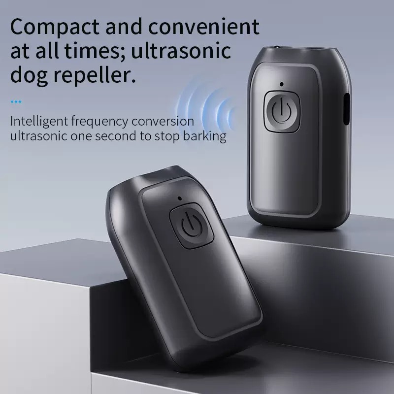 The new mini ultrasonic dog repellent is an intelligent portable outdoor rechargeable high-power device for training and stopping dogs Specification image