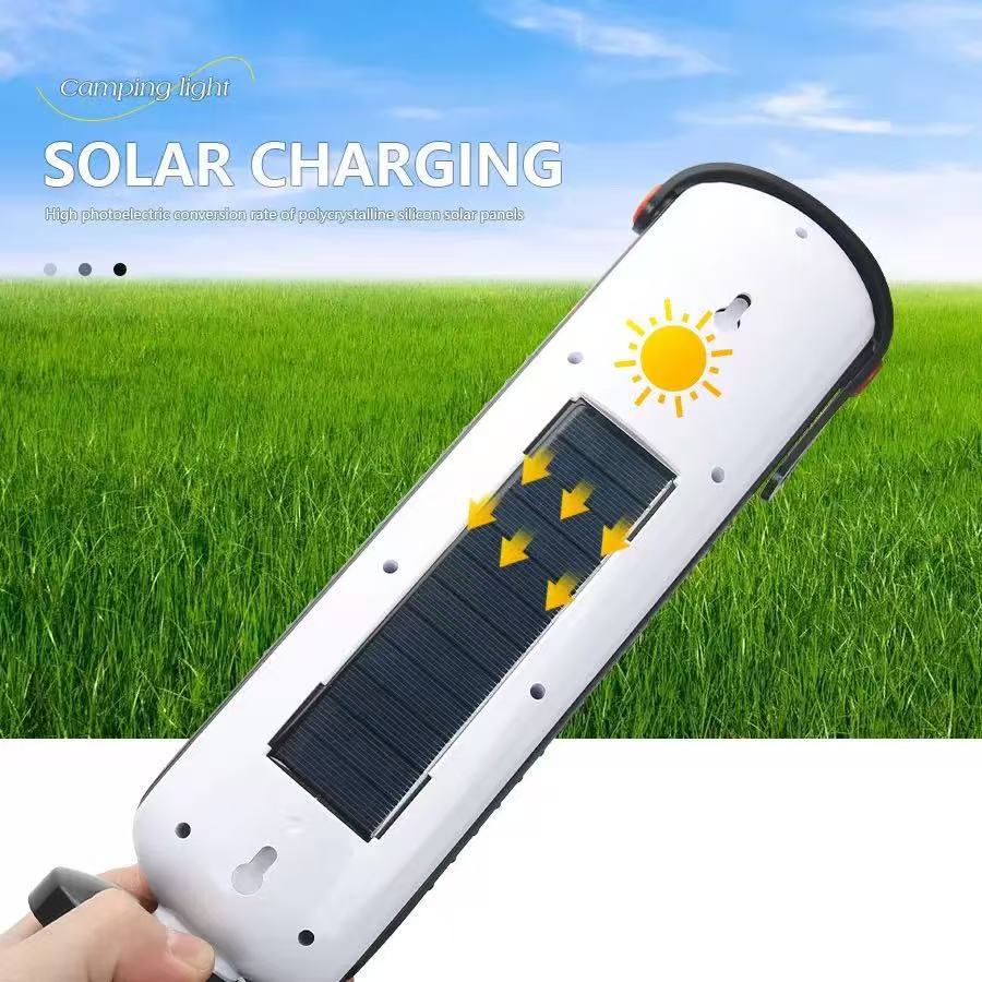 Cross-border portable hand-held solar emergency lighting lamp, outdoor double-core high-brightness light energy storage hand lamp pic 2
