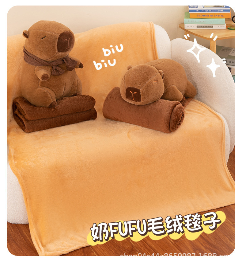 厂家现货新款卡皮巴拉抱枕被子两用二合一空调被办公室午睡毯批发详情5
