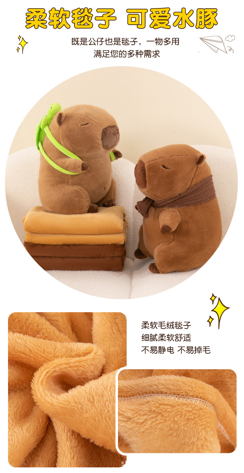 厂家现货新款卡皮巴拉抱枕被子两用二合一空调被办公室午睡毯批发详情6