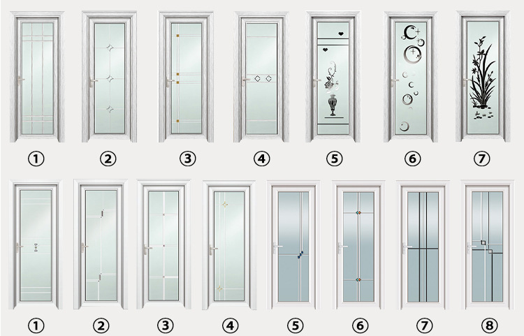 Puerta de baño puerta de baño de montaje automático puerta de baño de aluminio vidrio templado cuarto de baño cocina cuarto de baño Item Picture