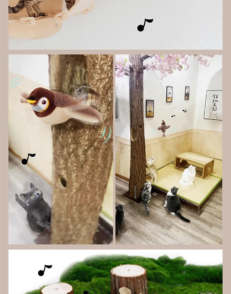 Best-selling electric shaking bird cat toy, sparrow chirping simulation toy, cat play for self-entertainment, cat teasing stick pic 13