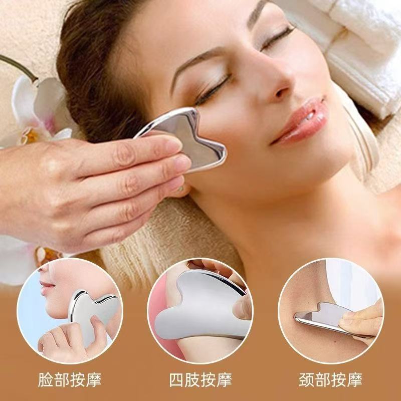 Stainless steel gua sha board, cross-border heart-shaped massage board, facial gua sha, full-body universal massage device, heart-shaped fascia knife pic 3