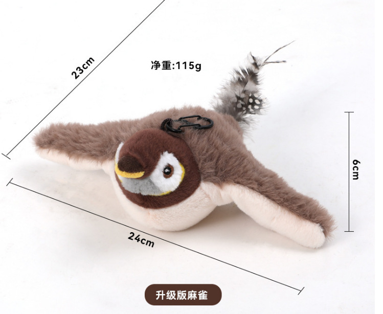 Best-selling electric shaking bird cat toy, sparrow chirping simulation toy, cat play for self-entertainment, cat teasing stick Application Scenario