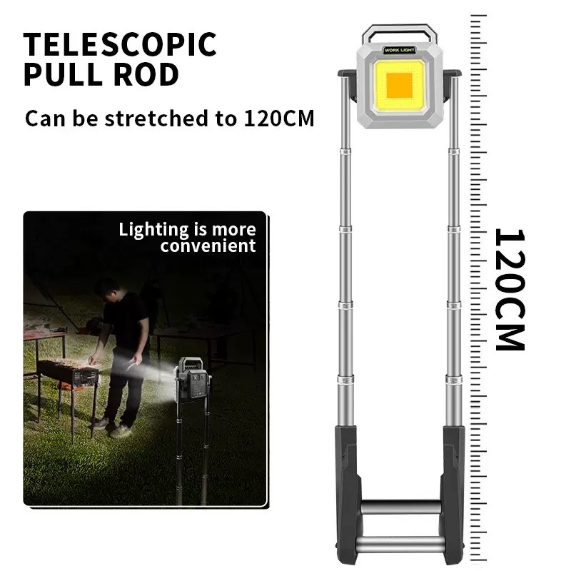 COB high-intensity work light, 360-degree folding outdoor light, multi-functional portable rechargeable projector, hand-held searchlight Specification image