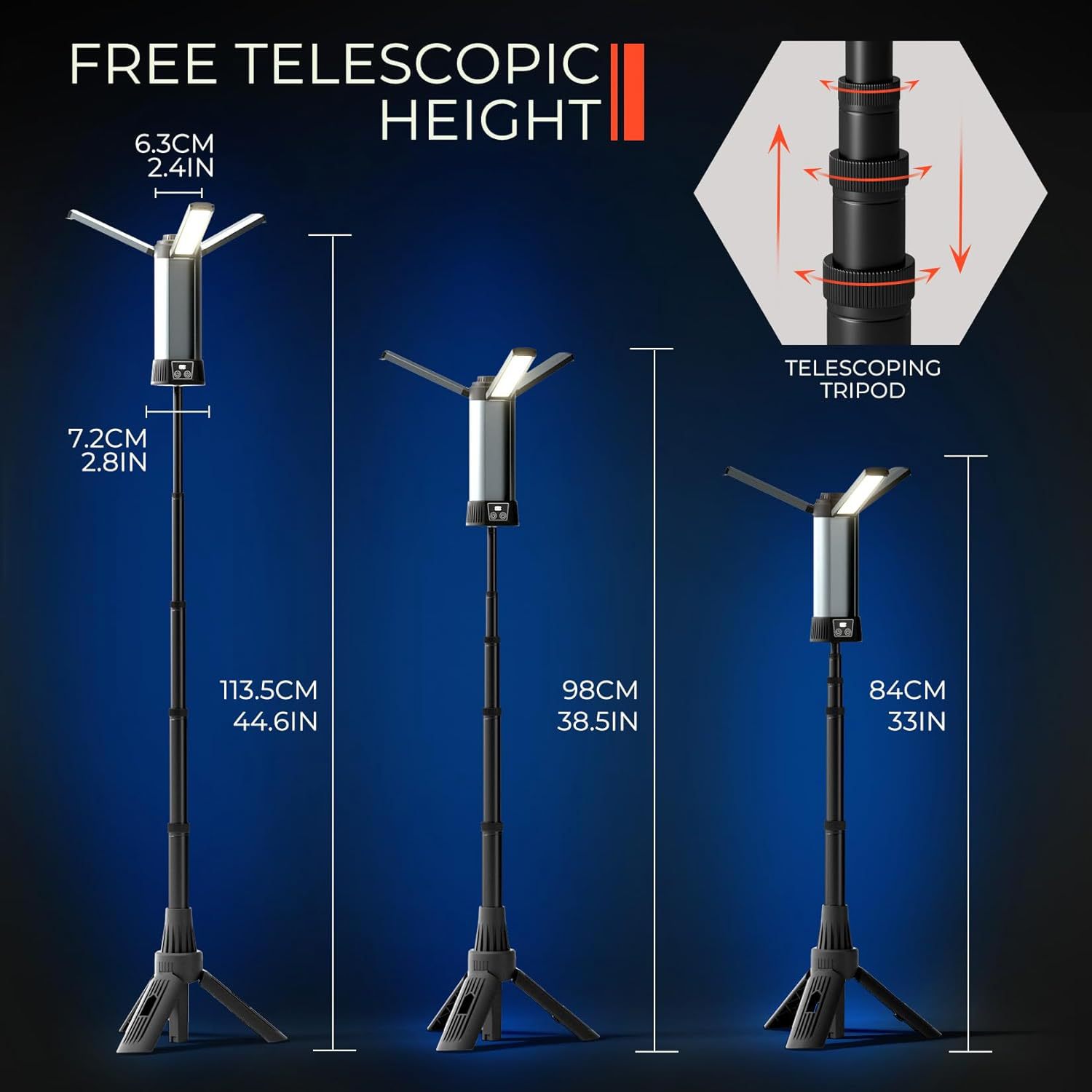 XHP50 High-intensity LED camping light, USB charging screen display, magnetic stand, stretchable COB work light pic 5