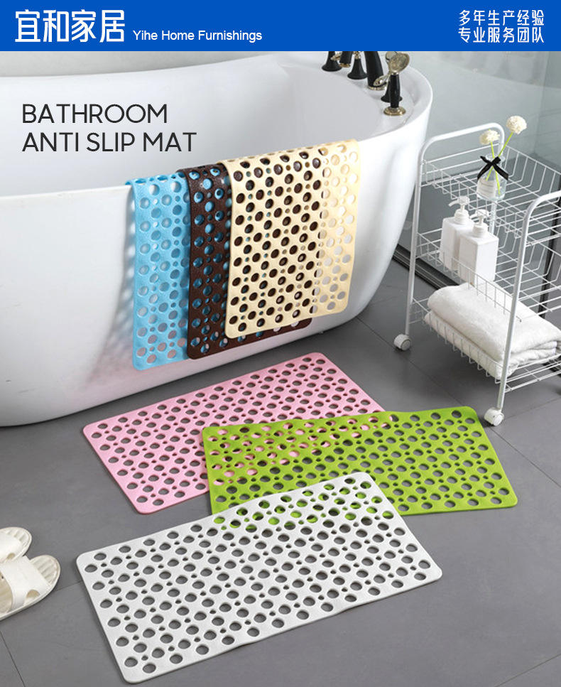 PVC bathroom anti-slip mat, round hole water leakage, suction cup floor mat, anti-drop, environmentally friendly, household shower room massage foot mat pic 3