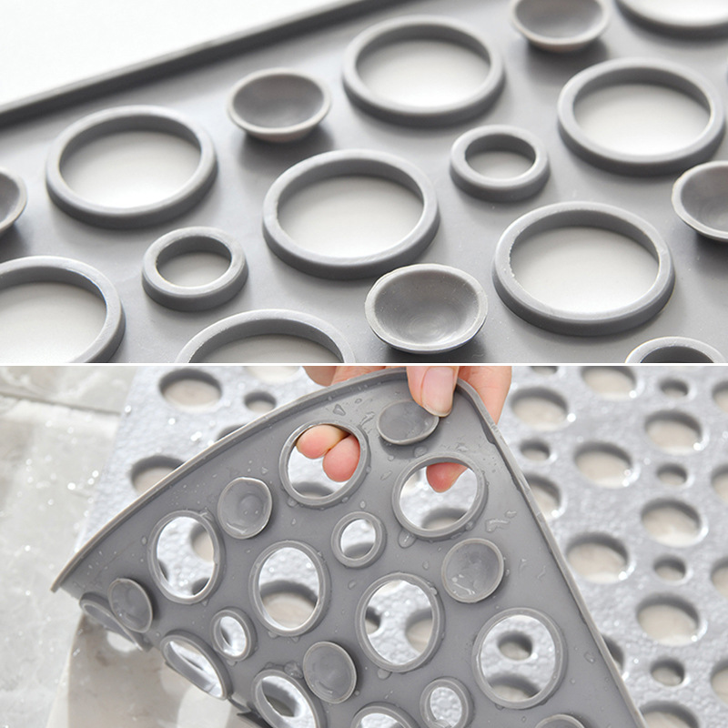 PVC bathroom anti-slip mat, round hole water leakage, suction cup floor mat, anti-drop, environmentally friendly, household shower room massage foot mat Specification image
