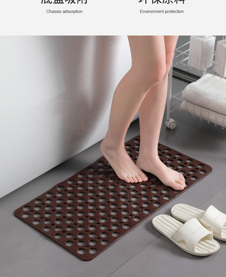 PVC bathroom anti-slip mat, round hole water leakage, suction cup floor mat, anti-drop, environmentally friendly, household shower room massage foot mat pic 5