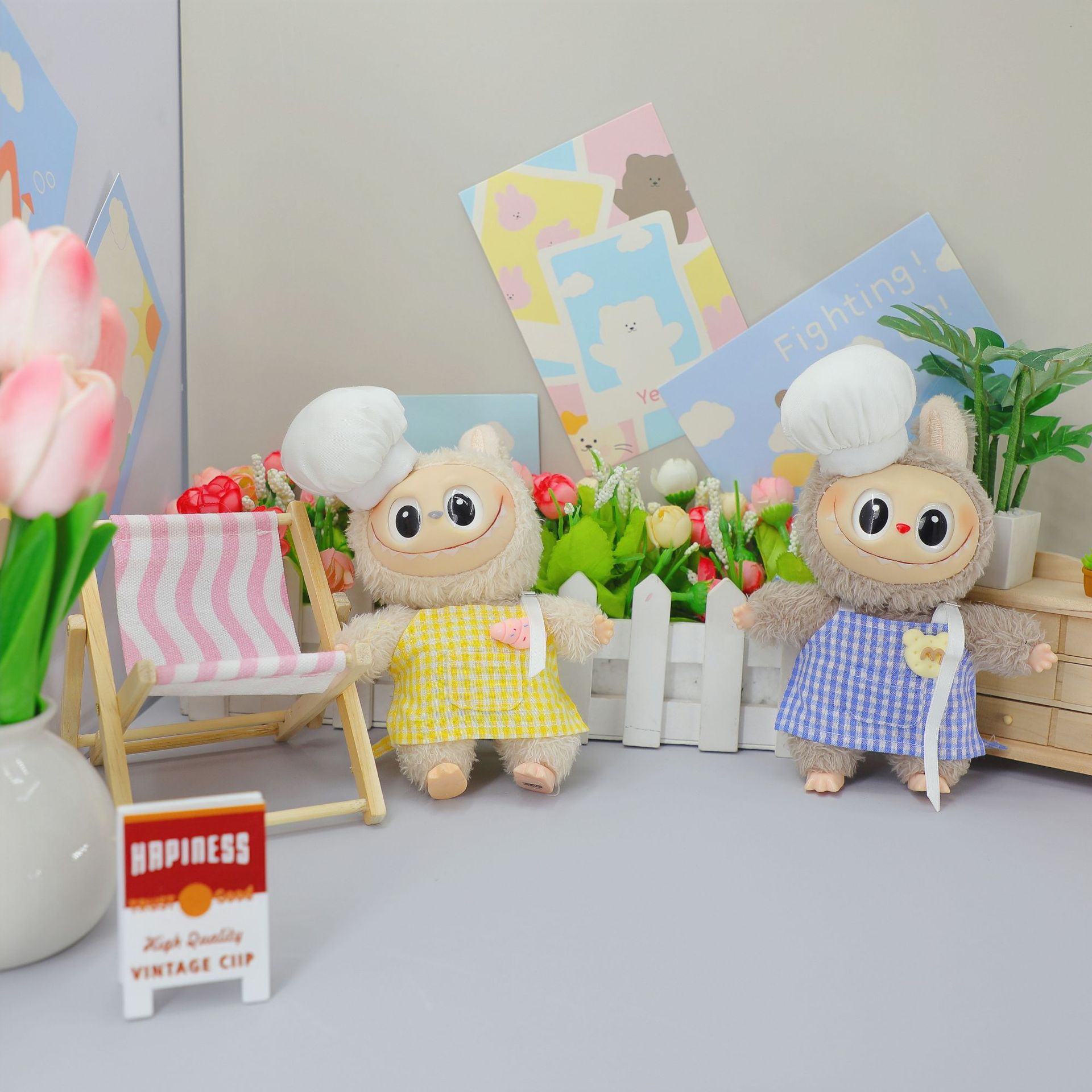 17cm拉布布厨师服套装换装玩偶厨师帽职业装公仔可替换labubu娃衣
