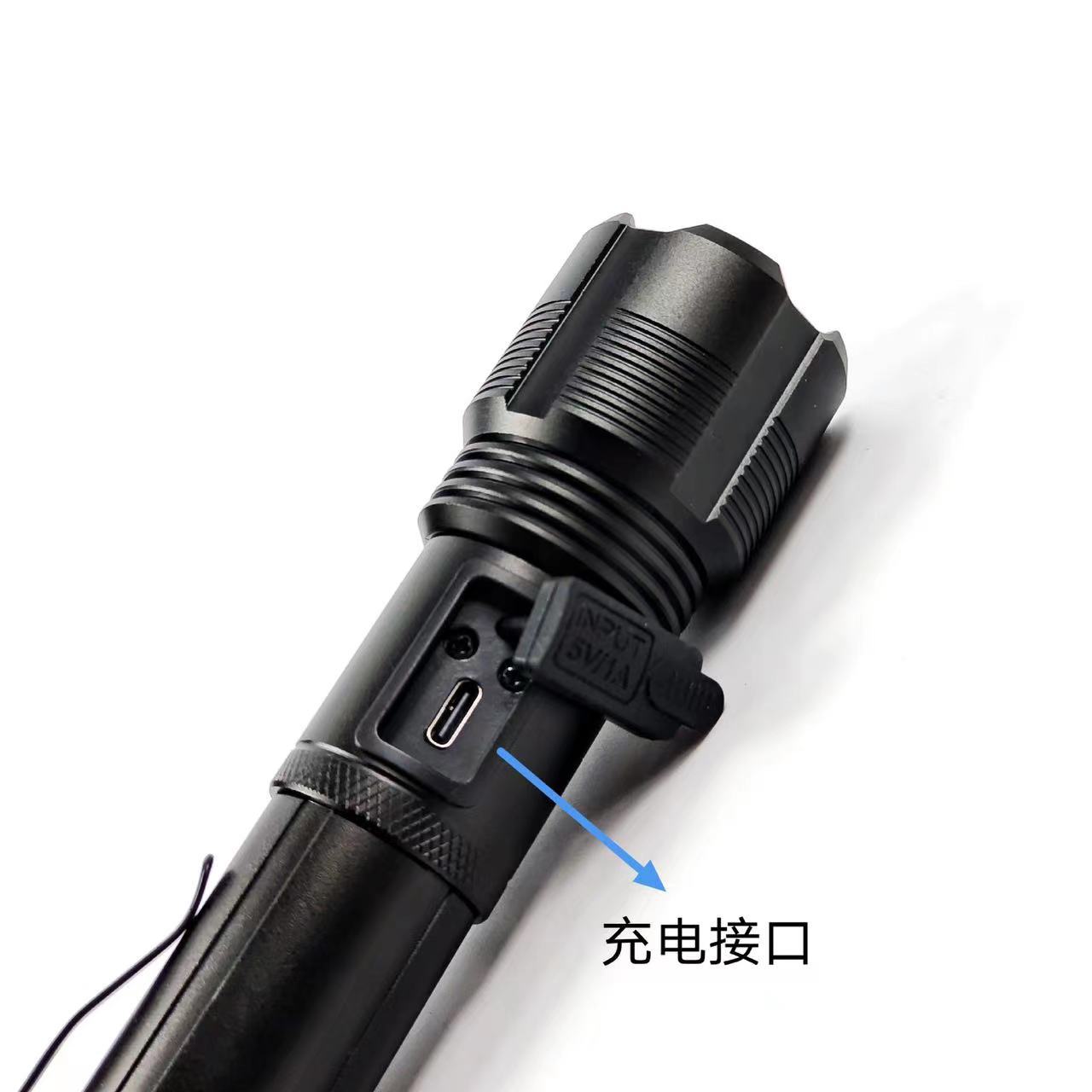 Rechargeable telescopic zoom flashlight usb multi-functional outdoor long-range emergency flashlight