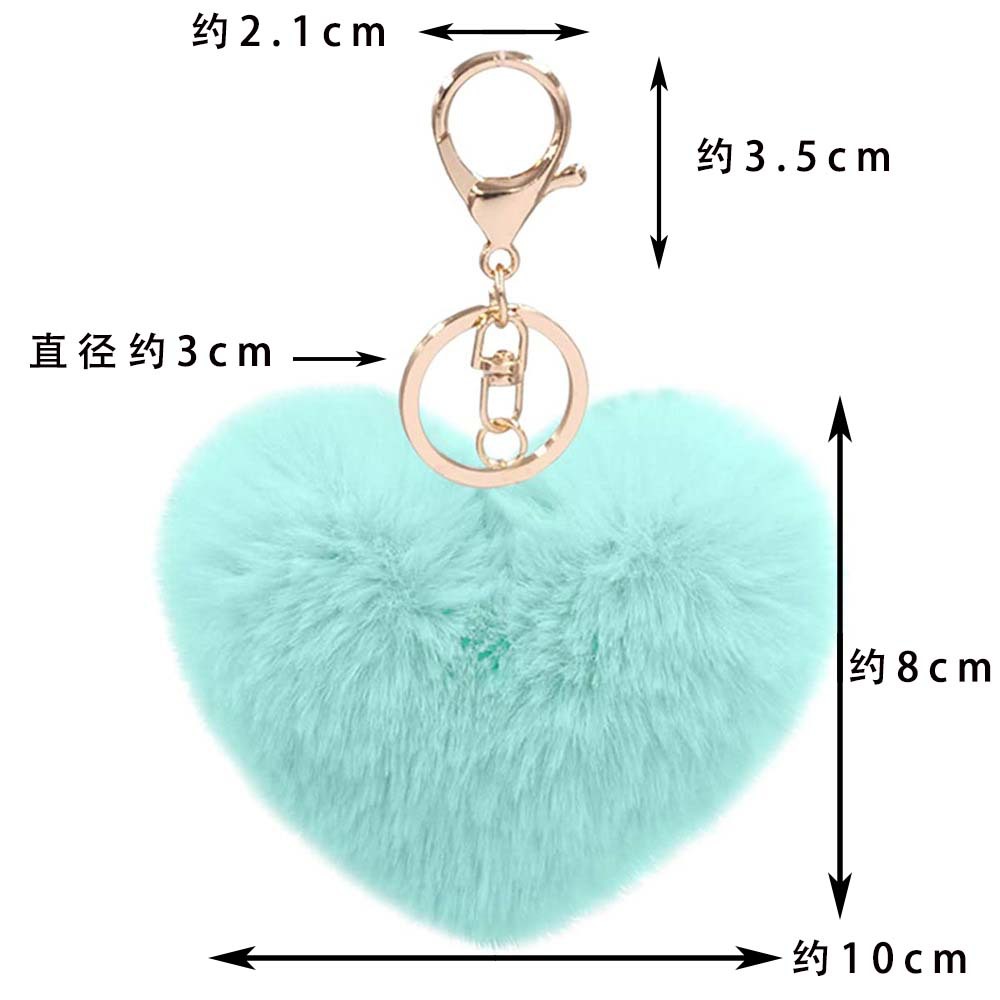 批发跨境爱心毛球挂件桃心毛绒球挂饰diy情侣心形钥匙扣毛绒玩具