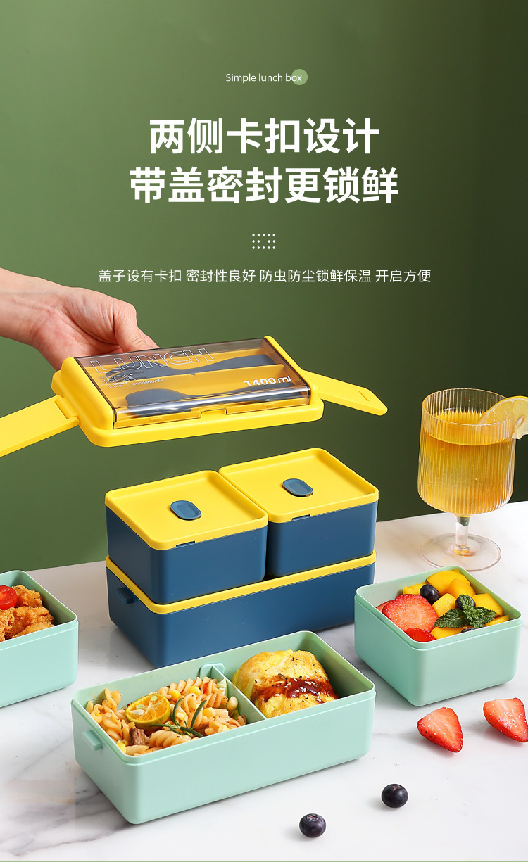 The double-layer plastic lunch box can be heated in a microwave oven pic 7
