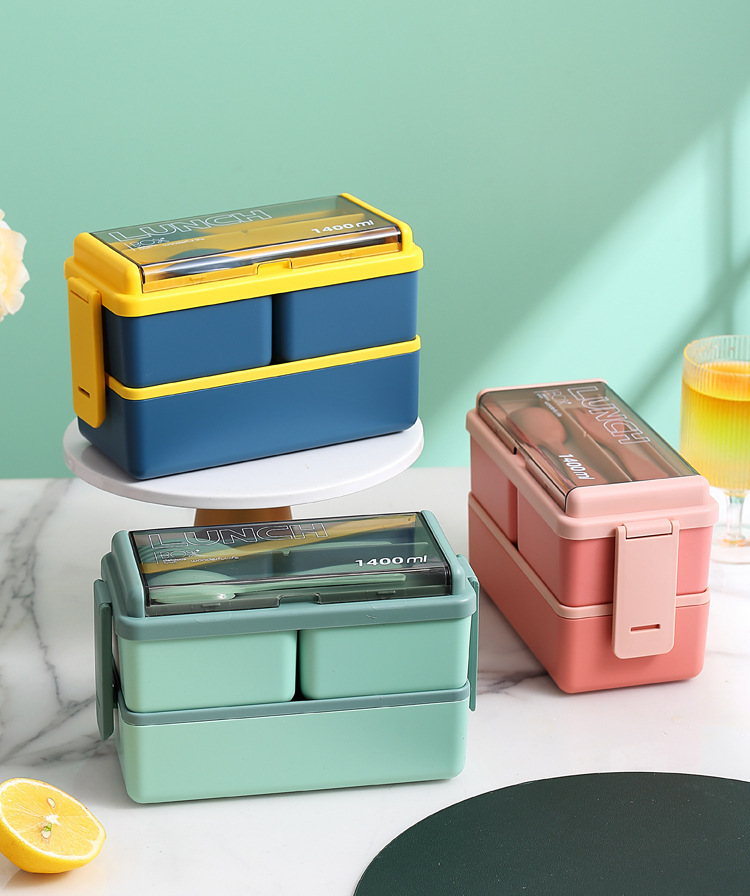 The double-layer plastic lunch box can be heated in a microwave oven pic 19