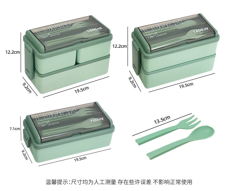 The double-layer plastic lunch box can be heated in a microwave oven pic 11