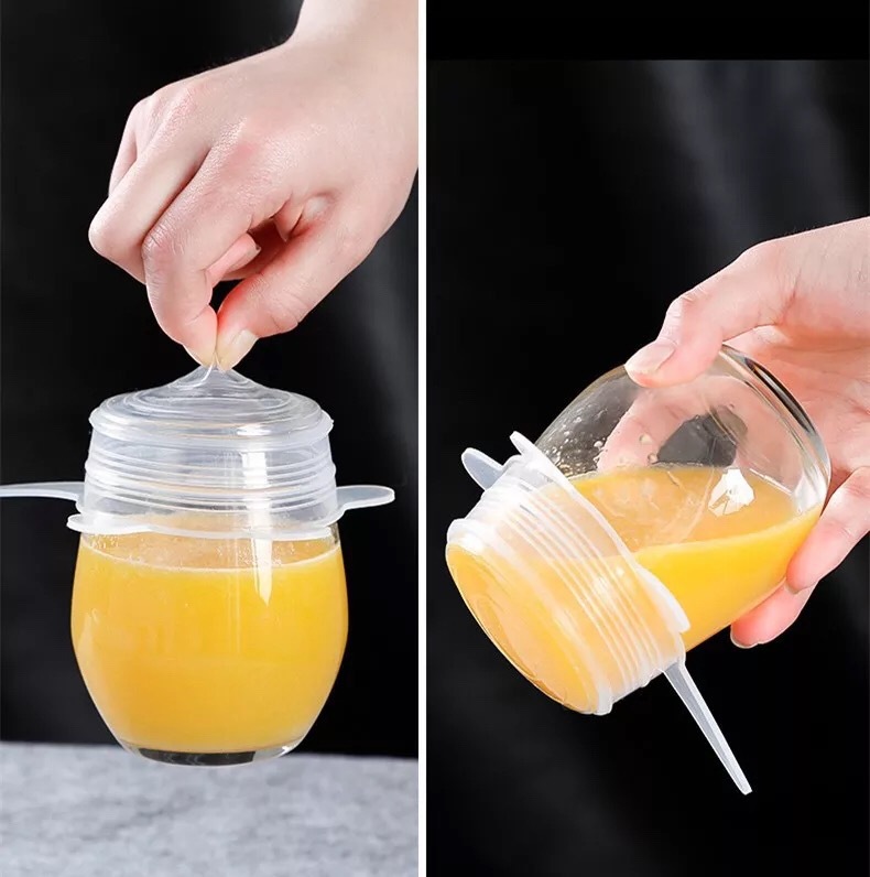 6件套硅胶保鲜盖 食物保鲜膜 弹力拉伸密封透明盖 厂家直销