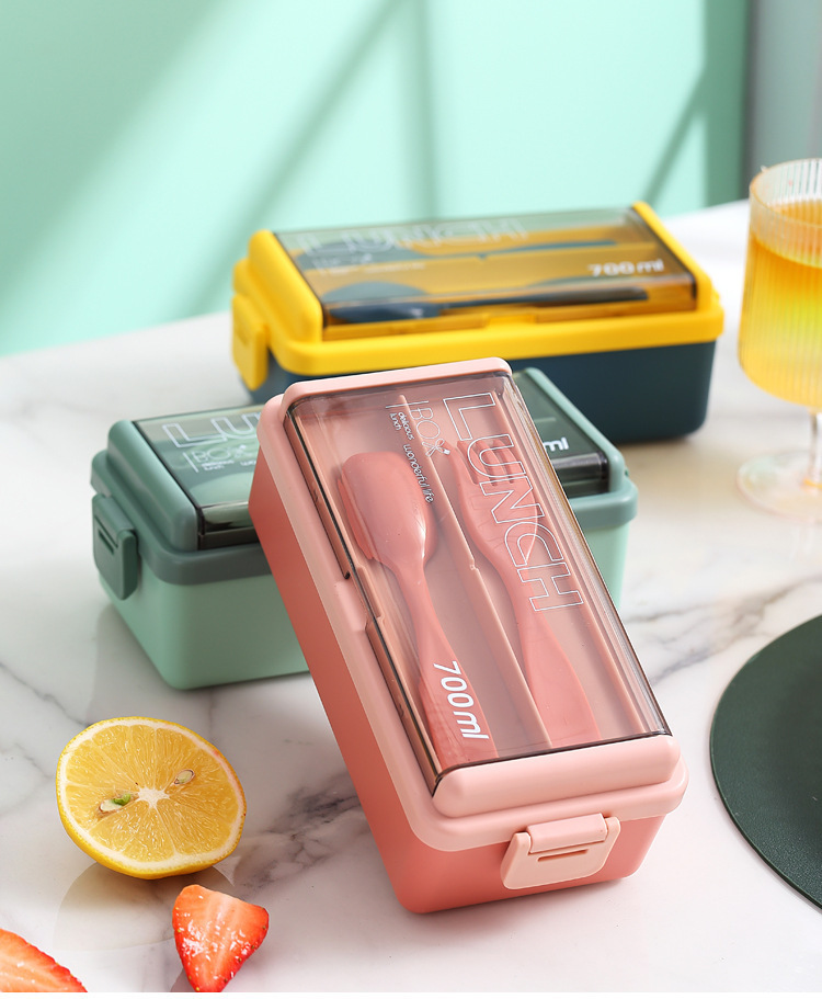 The double-layer plastic lunch box can be heated in a microwave oven pic 18