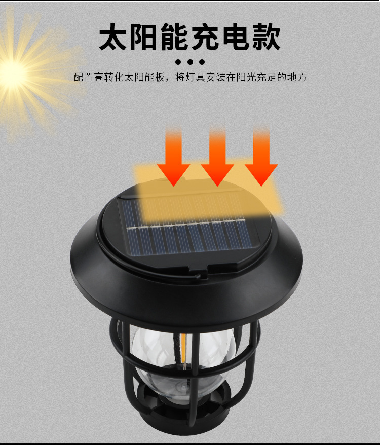 Solar camping lights, wall-mounted ambient lights, outdoor solar garden lights pic 2