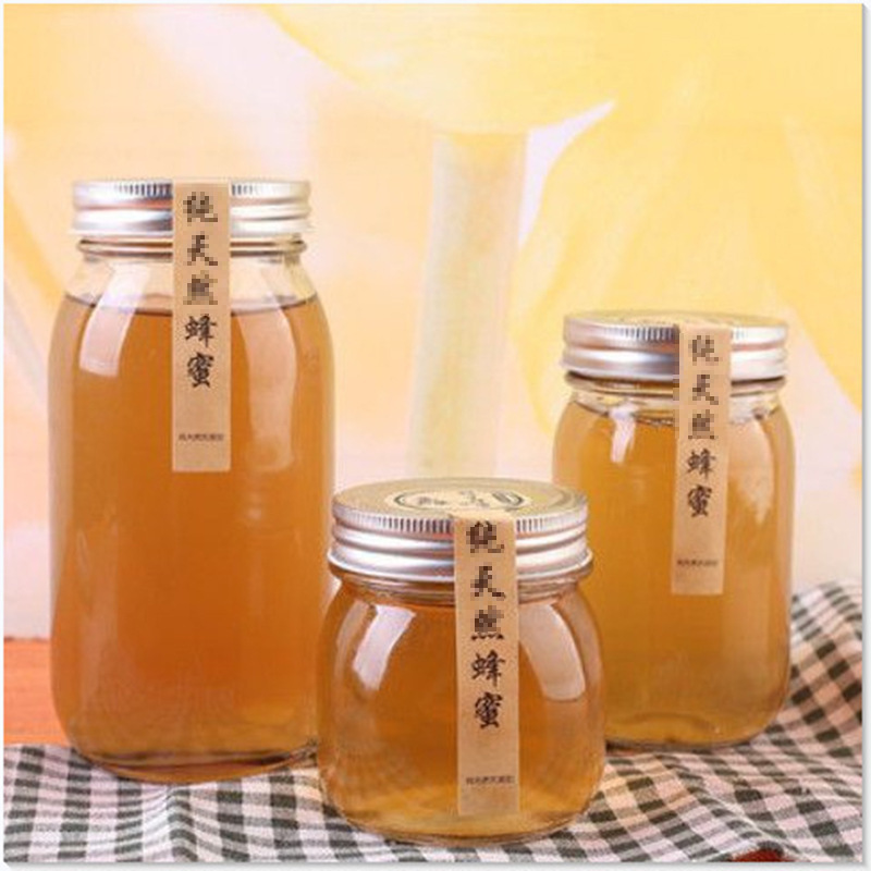 蜂蜜瓶玻璃蜂蜜罐1斤2斤装蜂蜜瓶子厨房储物罐带盖燕窝分装瓶印字详情5