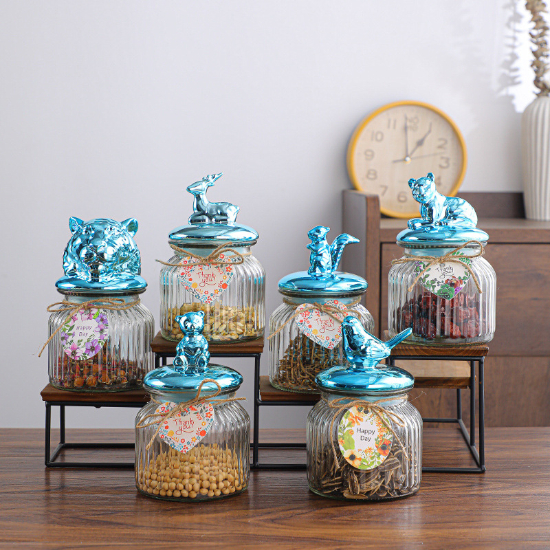 European-style creative home decoration items, ceramic and glass sealed jars for storing seasonings, wedding candies, luxury goods and jewelry boxes Specification image