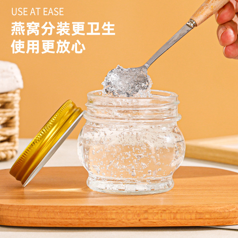 New transparent sealed jar Mason glass honey bottle, bird's nest bottle with lid, large-bellied canned pickles, portioned bottles for wholesale