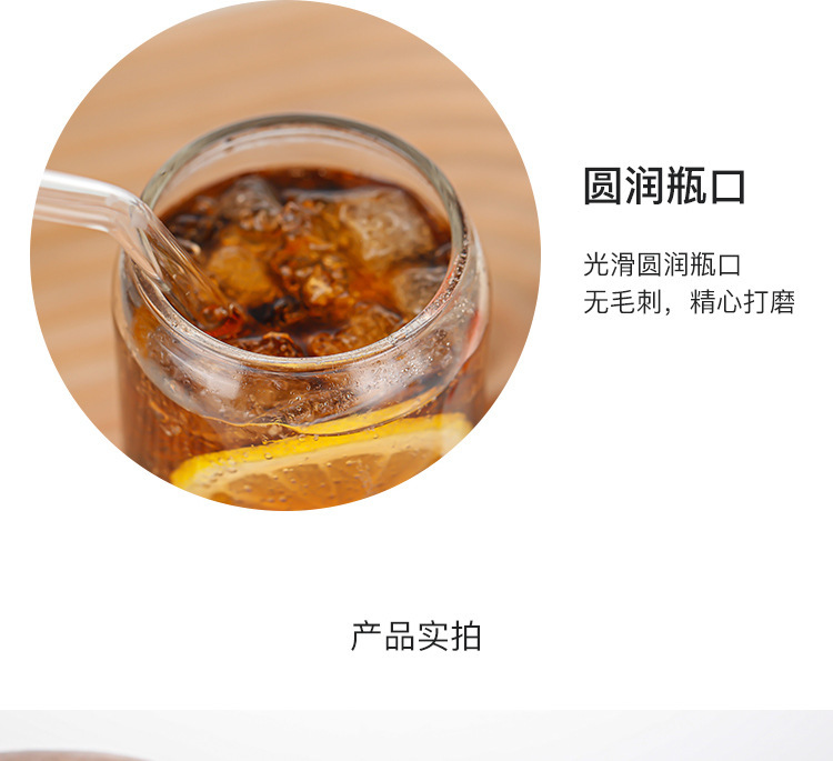 Cross-border glass cup 160oz aluminum can 20oz Cola can Cola cup Mason Cup with bamboo and wood lid straw set pic 12