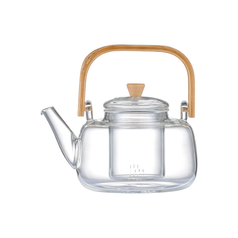 Wholesale custom handle teapots, high borosilicate heat-resistant glass filter teapots, electric ceramic stove tea brewers, Japanese-style thickened details Picture