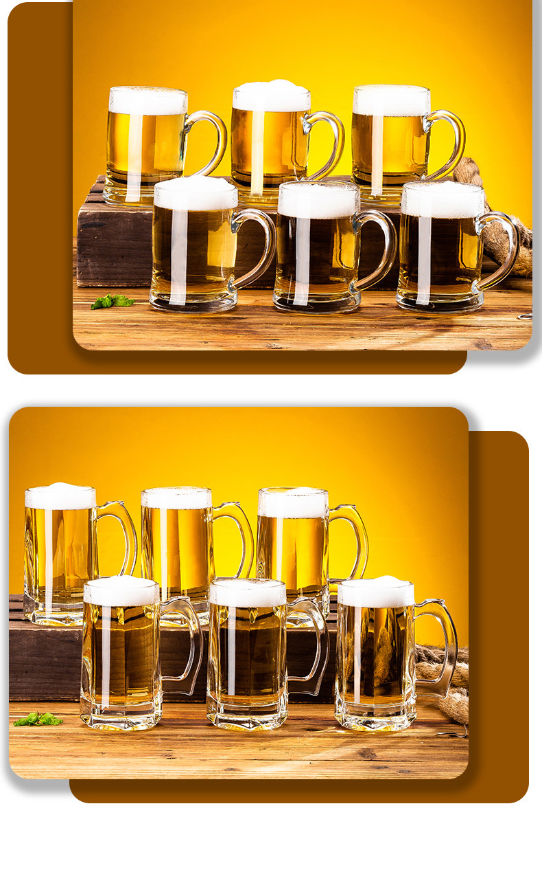 加厚耐热玻璃啤酒杯夜市大号带把手扎啤杯茶楼泡茶水杯子批发零售详情13