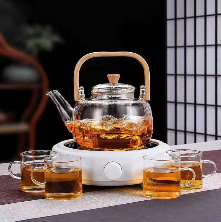 Wholesale custom handle teapots, high borosilicate heat-resistant glass filter teapots, electric ceramic stove tea brewers, Japanese-style thickened pic 10