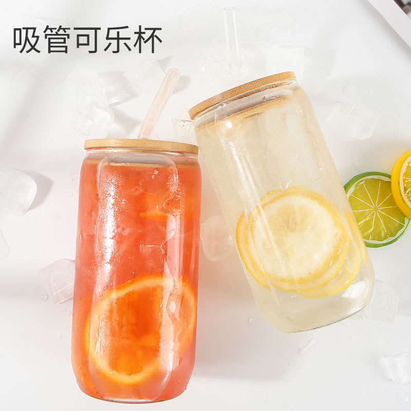 高硼硅可乐杯冷饮杯易拉罐果汁饮料杯家用玻璃水杯办公室泡茶杯