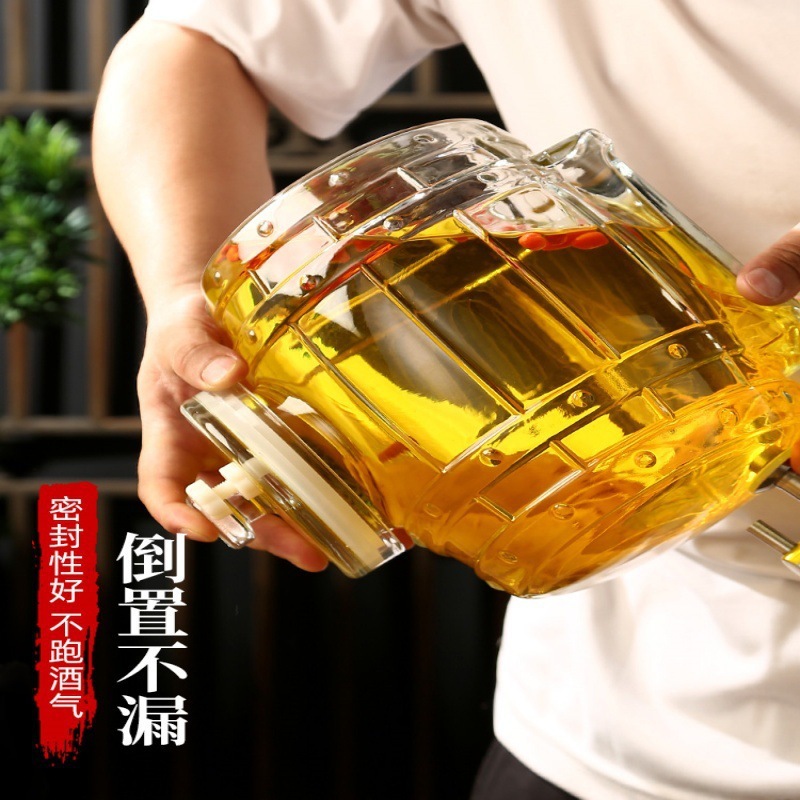 卧式泡酒玻璃瓶高档酒桶5斤10密封药酒人参酒坛酒罐酒桶专用酒瓶