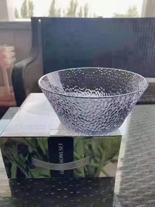 Glass salad bowls, hammered bowls, fruit plates, soup bowls, glass tableware sets, glass gift tableware wholesale pic 1