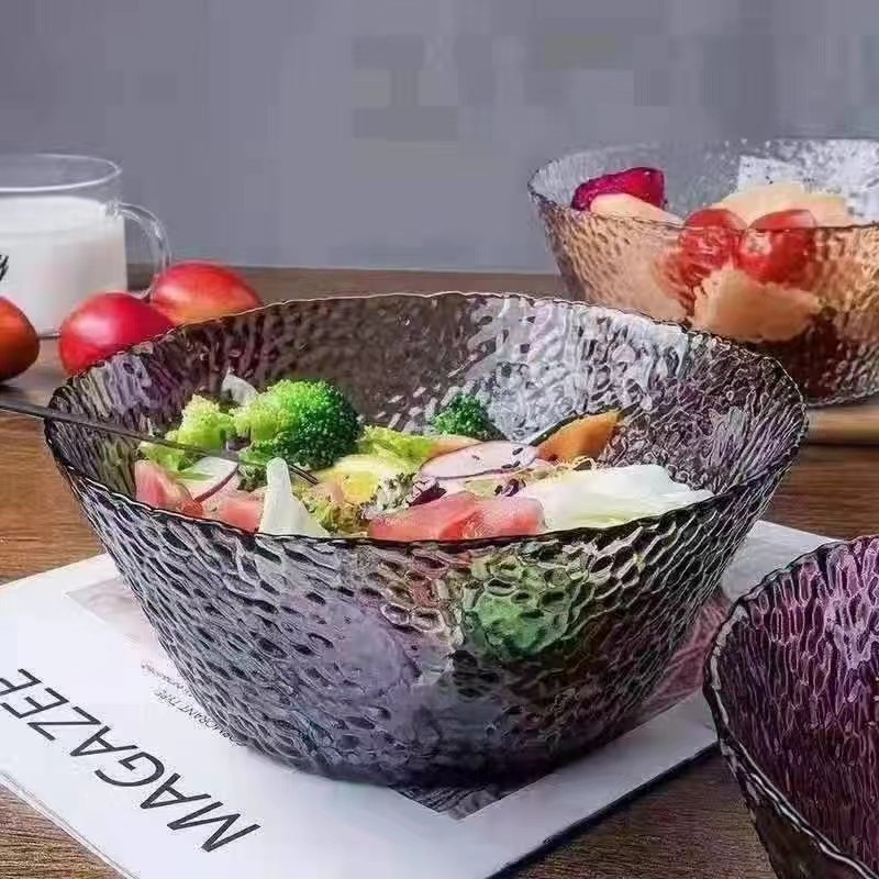 Glass salad bowls, hammered bowls, fruit plates, soup bowls, glass tableware sets, glass gift tableware wholesale pic 2