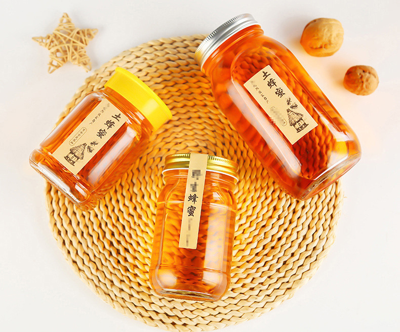 蜂蜜瓶玻璃蜂蜜罐1斤2斤装蜂蜜瓶子厨房储物罐带盖燕窝分装瓶印字详情7
