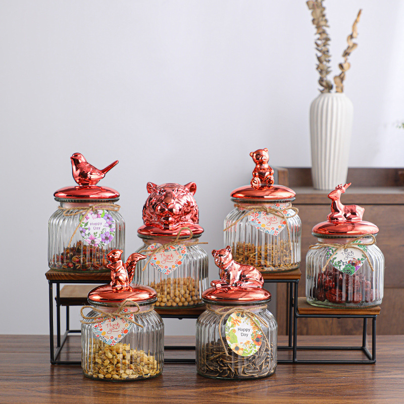 European-style creative home decoration items, ceramic and glass sealed jars for storing seasonings, wedding candies, luxury goods and jewelry boxes details Picture