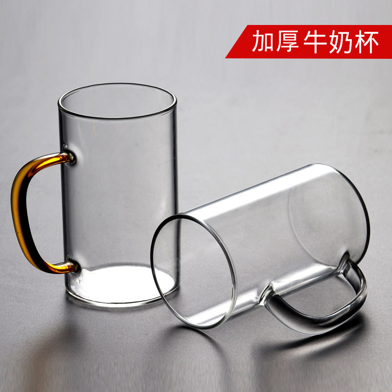 批发耐热玻璃绿茶杯加厚透明牛奶早餐杯加工定制LOGO高硼硅水杯子