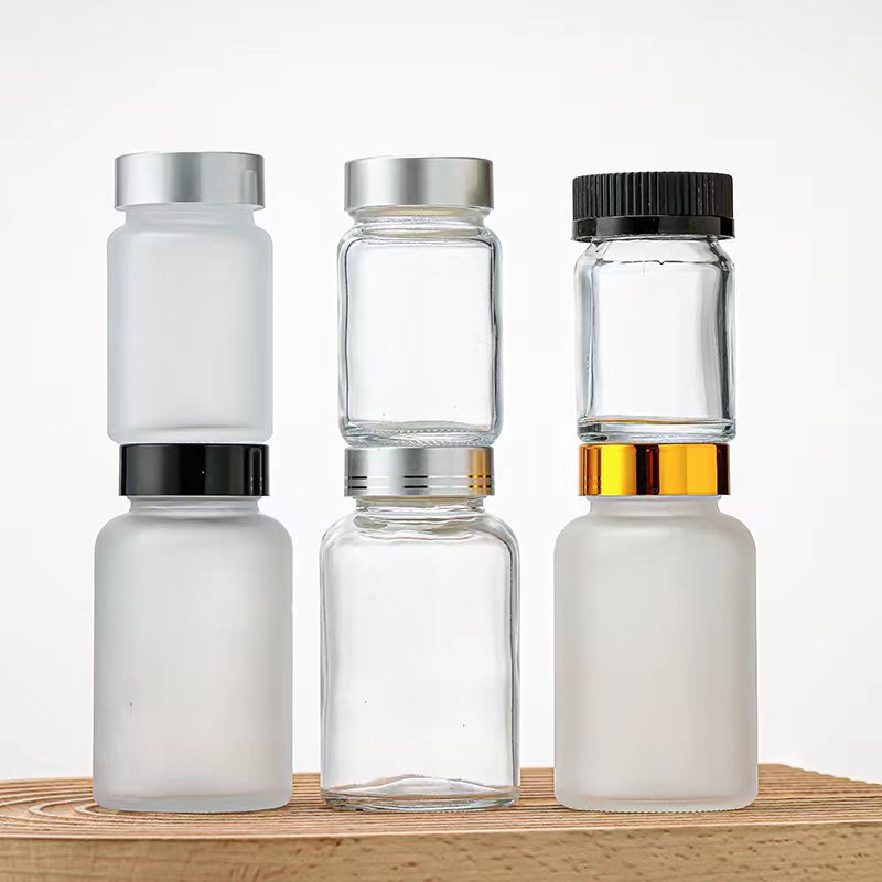 100ml health supplement bottle, lozenge capsule bottle, transparent glass medicine bottle, frosted powder medicine bottle, wolfberry and Cordyceps sinensis packaging bottle details Picture