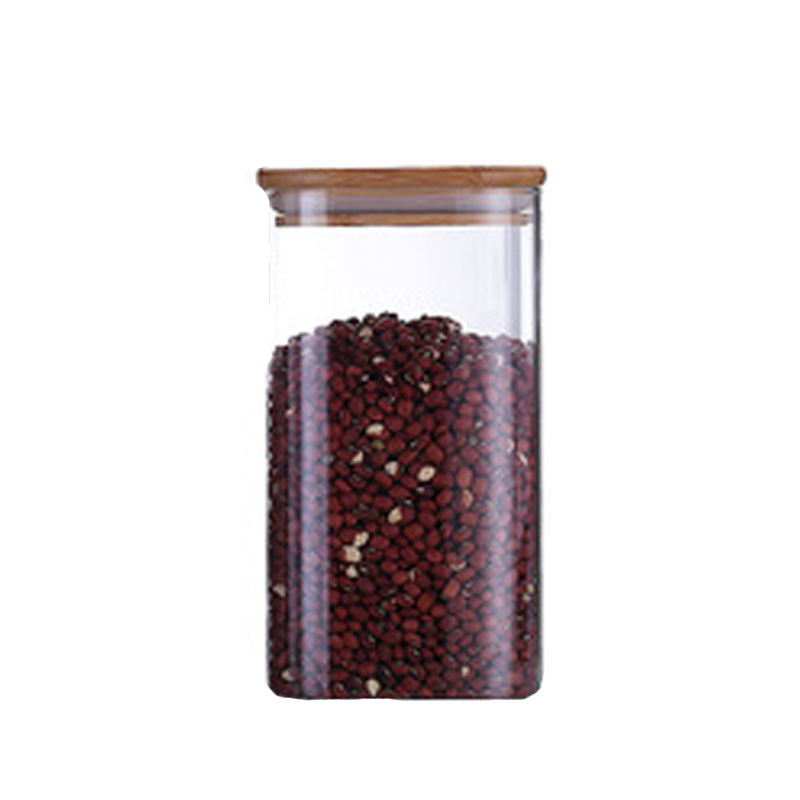 Customized square sealed jars, large-capacity glass jars, kitchen organizing and storage jars, moisture-proof bamboo LIDS, tea jars Application Scenario