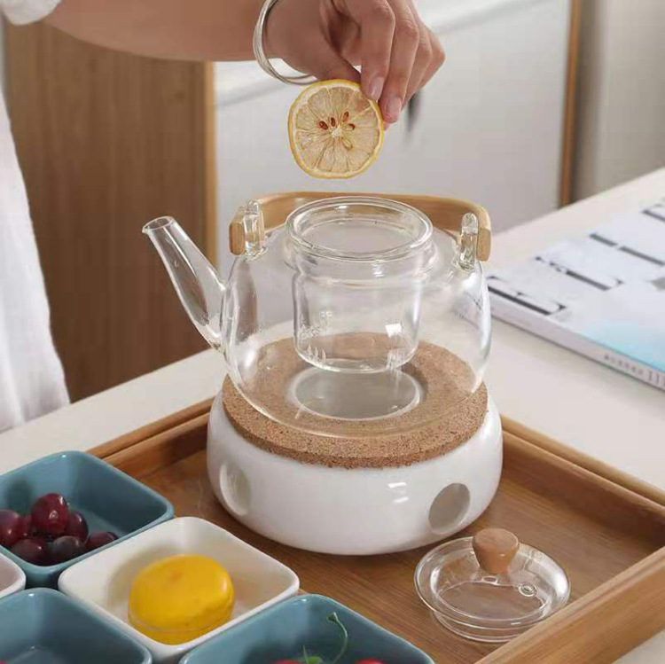 Wholesale custom handle teapots, high borosilicate heat-resistant glass filter teapots, electric ceramic stove tea brewers, Japanese-style thickened pic 6