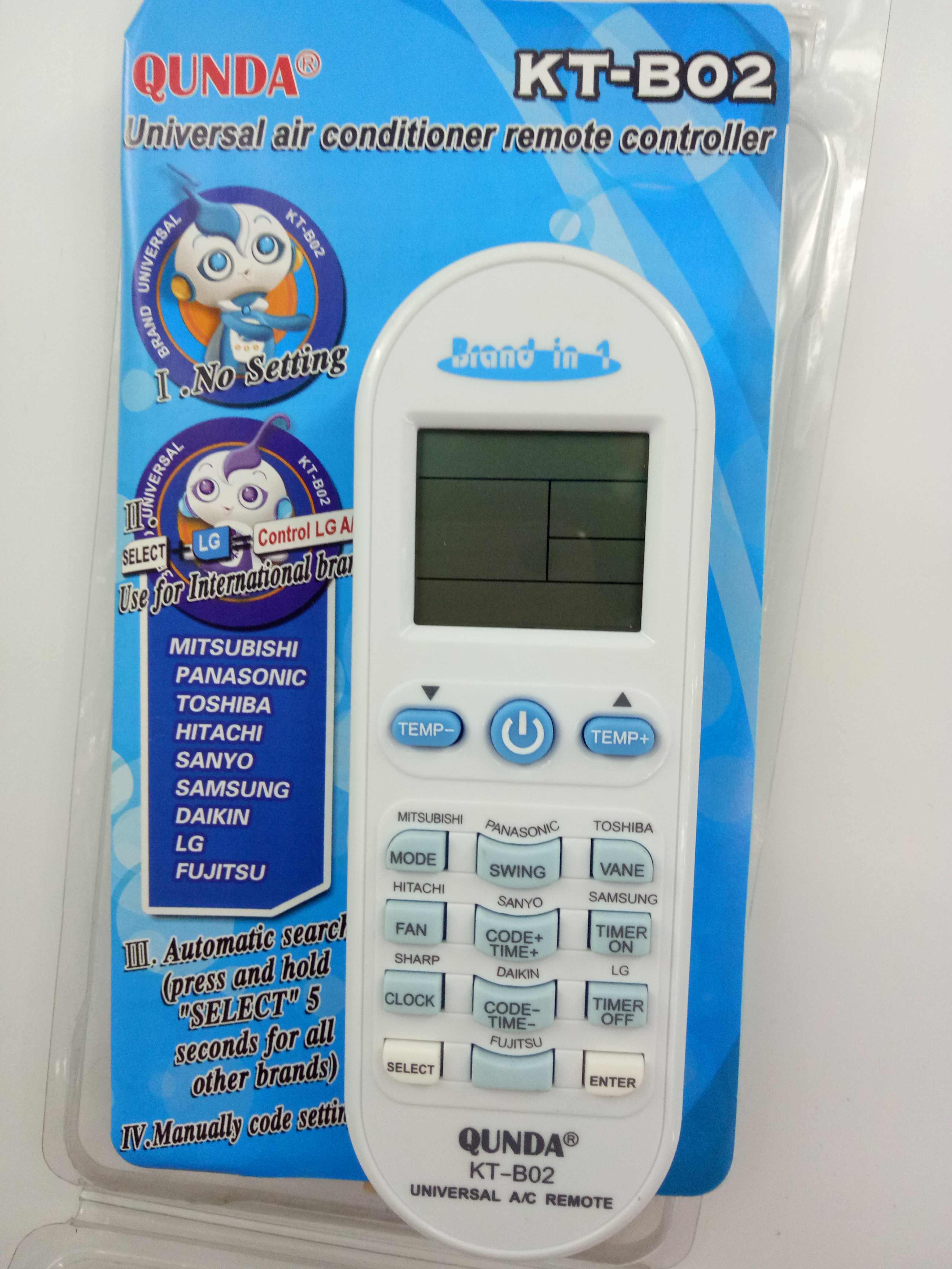 万能空调遥控器KT-B02 直接使用不必设置