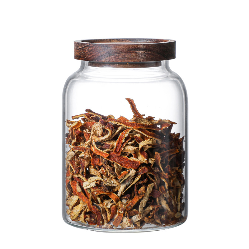 Glass-sealed jars with LIDS, storage jars for dried tangerine peel, tea jars, dried fruit display bottles, and small green tangerine jars Item Picture