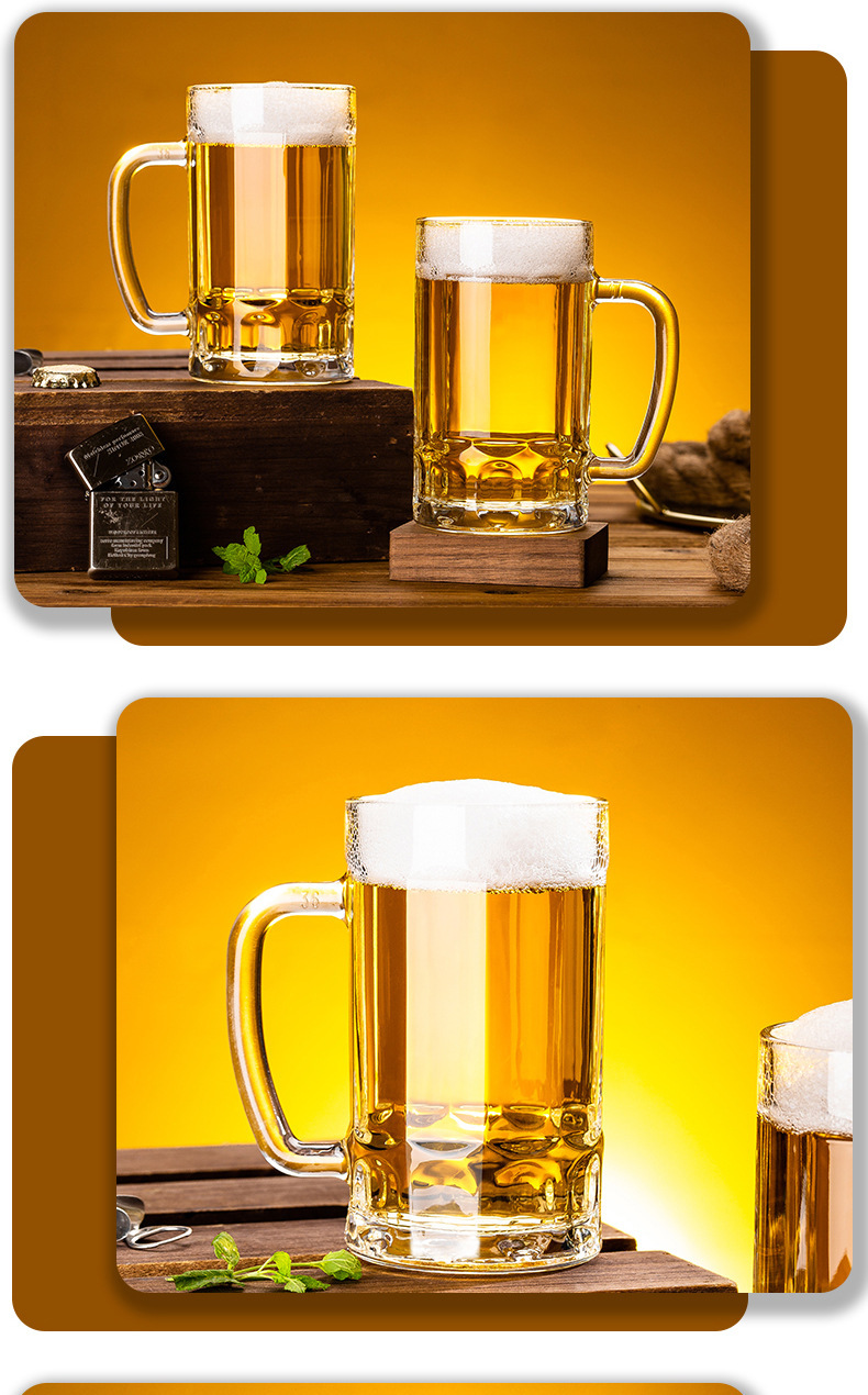 加厚耐热玻璃啤酒杯夜市大号带把手扎啤杯茶楼泡茶水杯子批发零售详情11