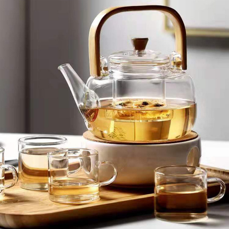 Wholesale custom handle teapots, high borosilicate heat-resistant glass filter teapots, electric ceramic stove tea brewers, Japanese-style thickened pic 5