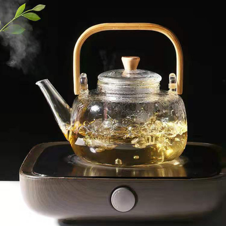 Wholesale custom handle teapots, high borosilicate heat-resistant glass filter teapots, electric ceramic stove tea brewers, Japanese-style thickened pic 7