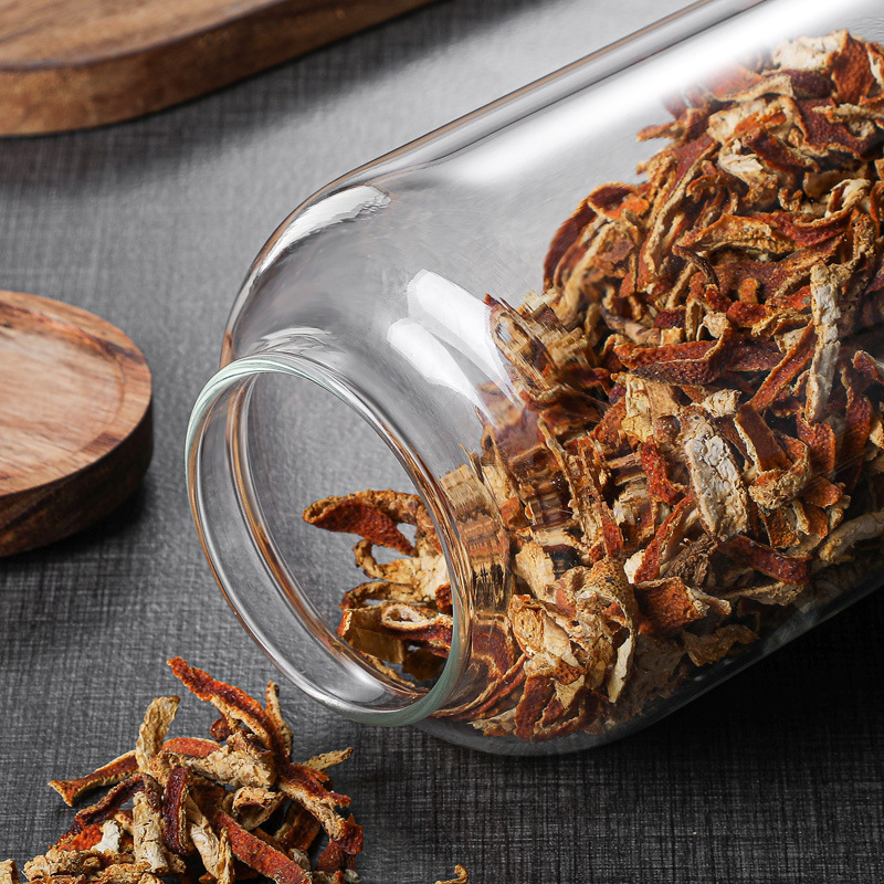 Glass-sealed jars with LIDS, storage jars for dried tangerine peel, tea jars, dried fruit display bottles, and small green tangerine jars details Picture