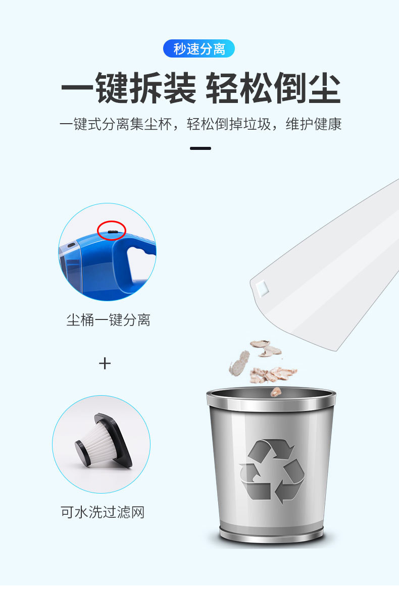 120W Hypa car vacuum cleaner, high-power dry and wet dual-purpose, strong suction pic 10