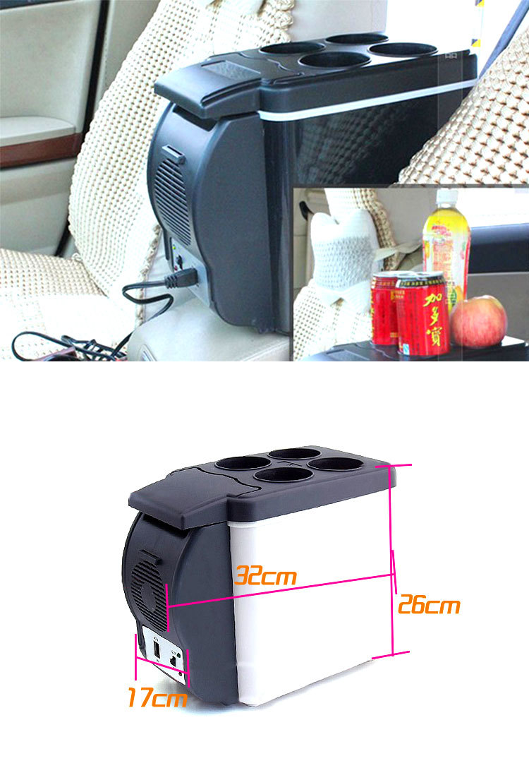 6-liter portable car refrigerator, dual-purpose car and household refrigeration box, heating and cooling box pic 2