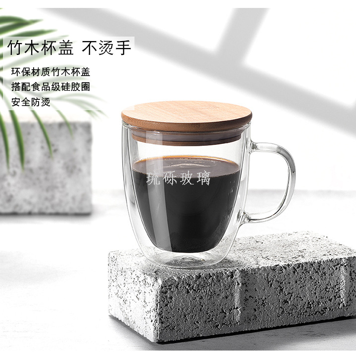 High borosilicate heat-resistant glass cups, insulated double-layer coffee cups, large-capacity mugs with handles and LIDS, household water cups Application Scenario