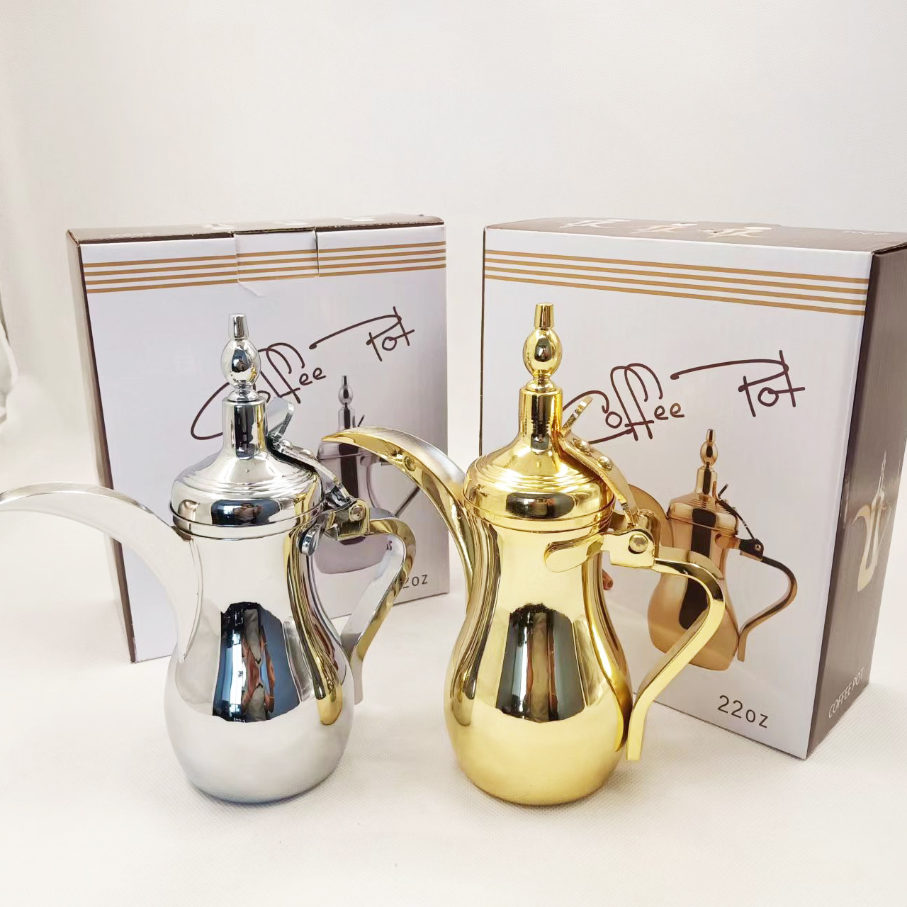 Wholesale and direct sales of stainless steel Arabic kettles, Middle East gold and silver coffee kettles, dallah pot pic 3