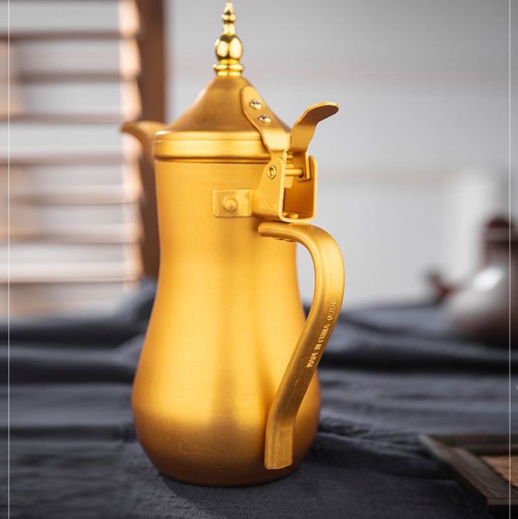 Wholesale and direct sales of stainless steel Arabic kettles, Middle East gold and silver coffee kettles, dallah pot Item Picture
